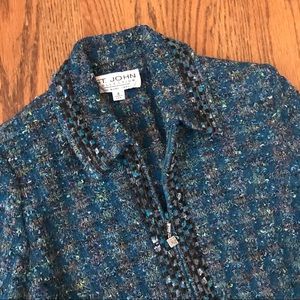 St. John Blue Tweed Blazer EUC